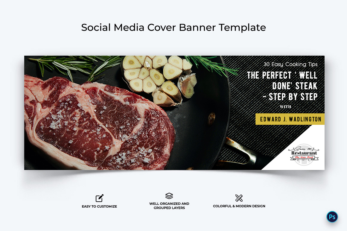 Food and Restaurant Facebook Cover Banner Design Template-29