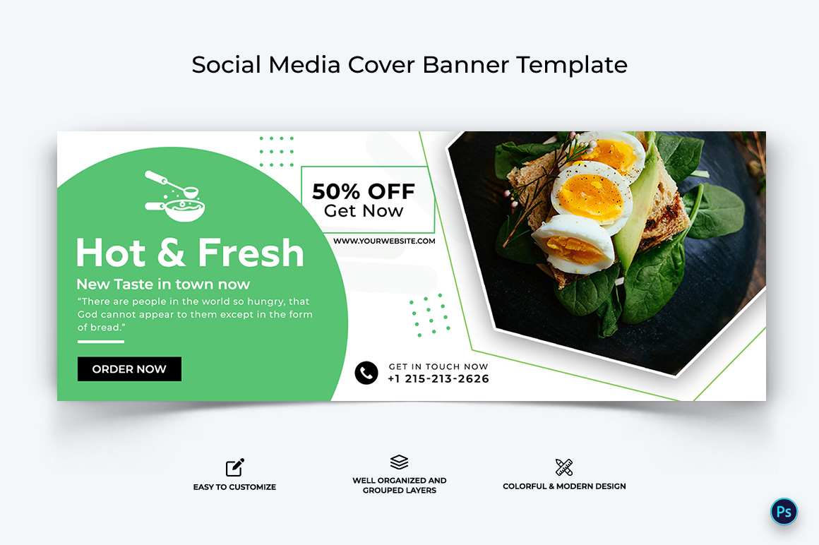 Food and Restaurant Facebook Cover Banner Design Template-34