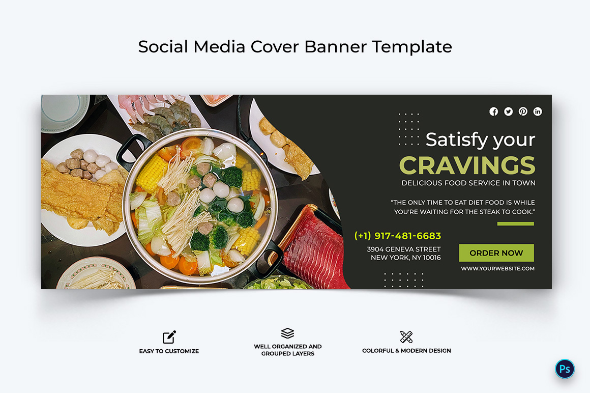 Food and Restaurant Facebook Cover Banner Design Template-39