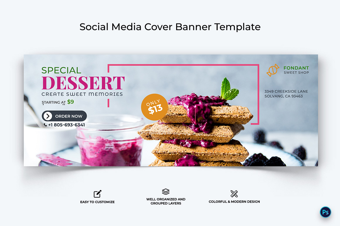 Food and Restaurant Facebook Cover Banner Design Template-46