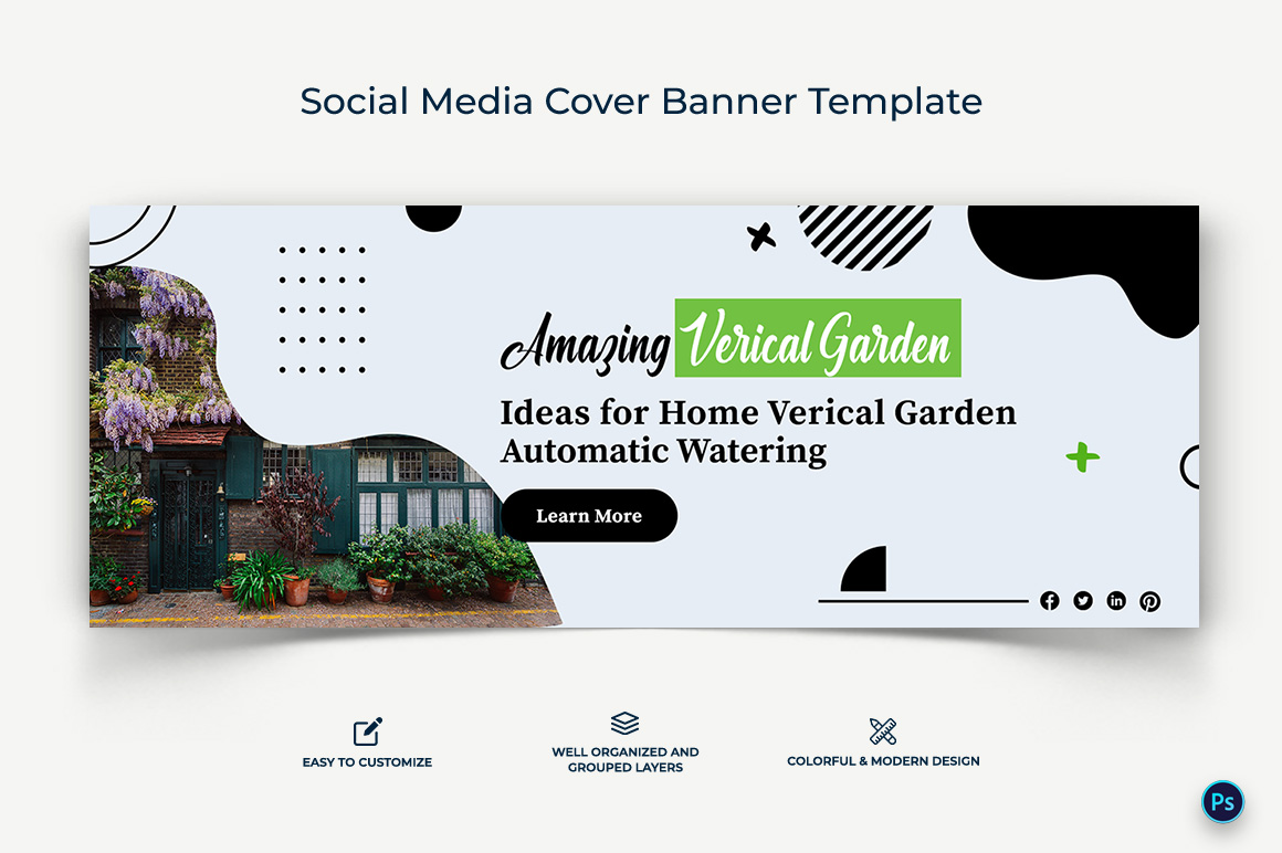 Home Gardening Facebook Cover Banner Design Template-02