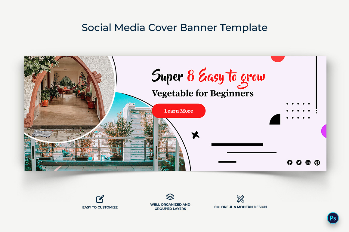 Home Gardening Facebook Cover Banner Design Template-10