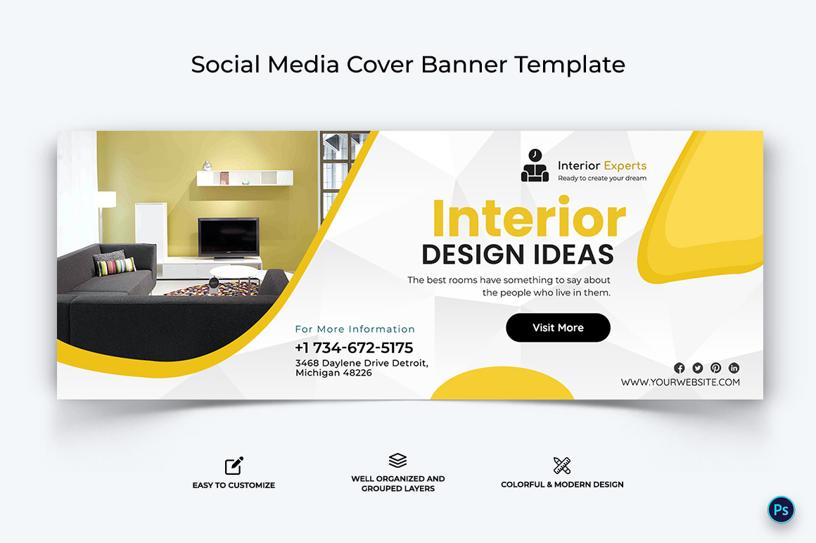 Interior Minimal Facebook Cover Banner Design Template-13