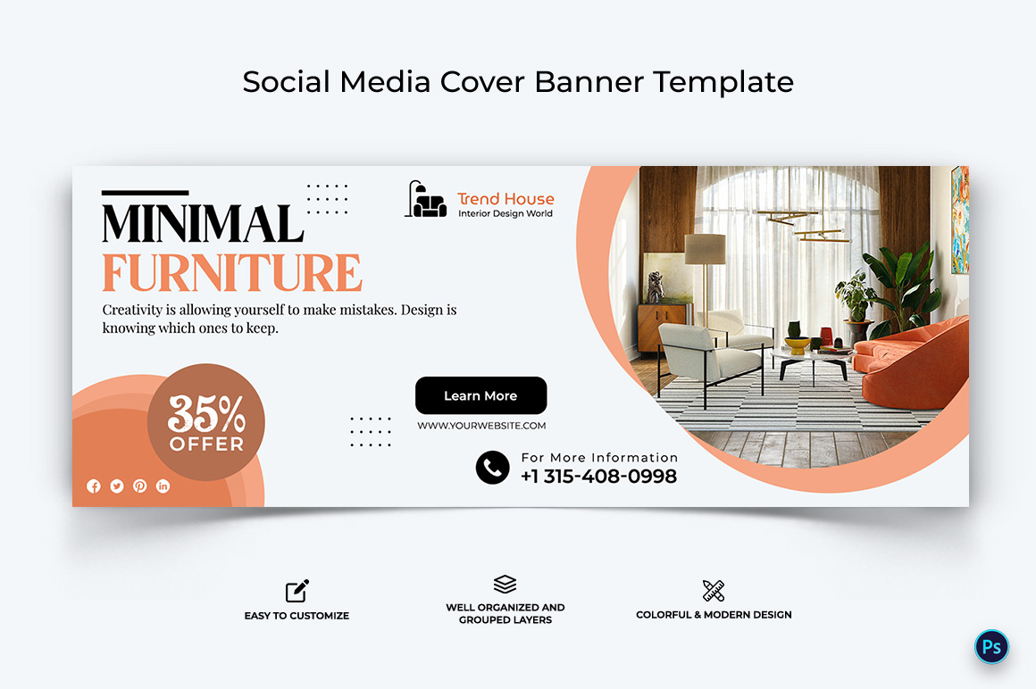 Interior Minimal Facebook Cover Banner Design Template-19