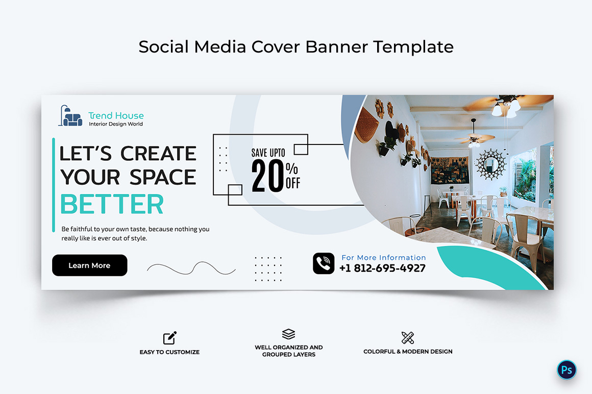 Interior Minimal Facebook Cover Banner Design Template-21