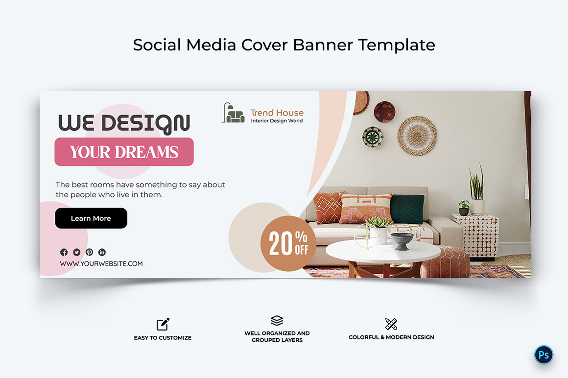 Interior Minimal Facebook Cover Banner Design Template-22