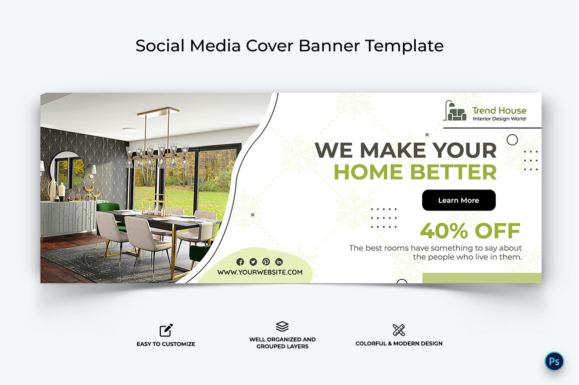 Interior Minimal Facebook Cover Banner Design Template-23