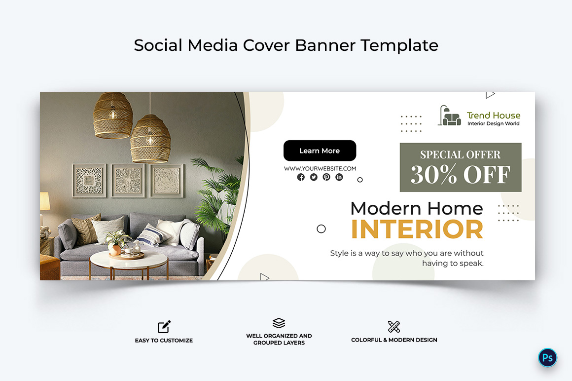 Interior Minimal Facebook Cover Banner Design Template-24