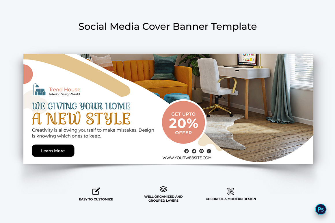 Interior Minimal Facebook Cover Banner Design Template-25