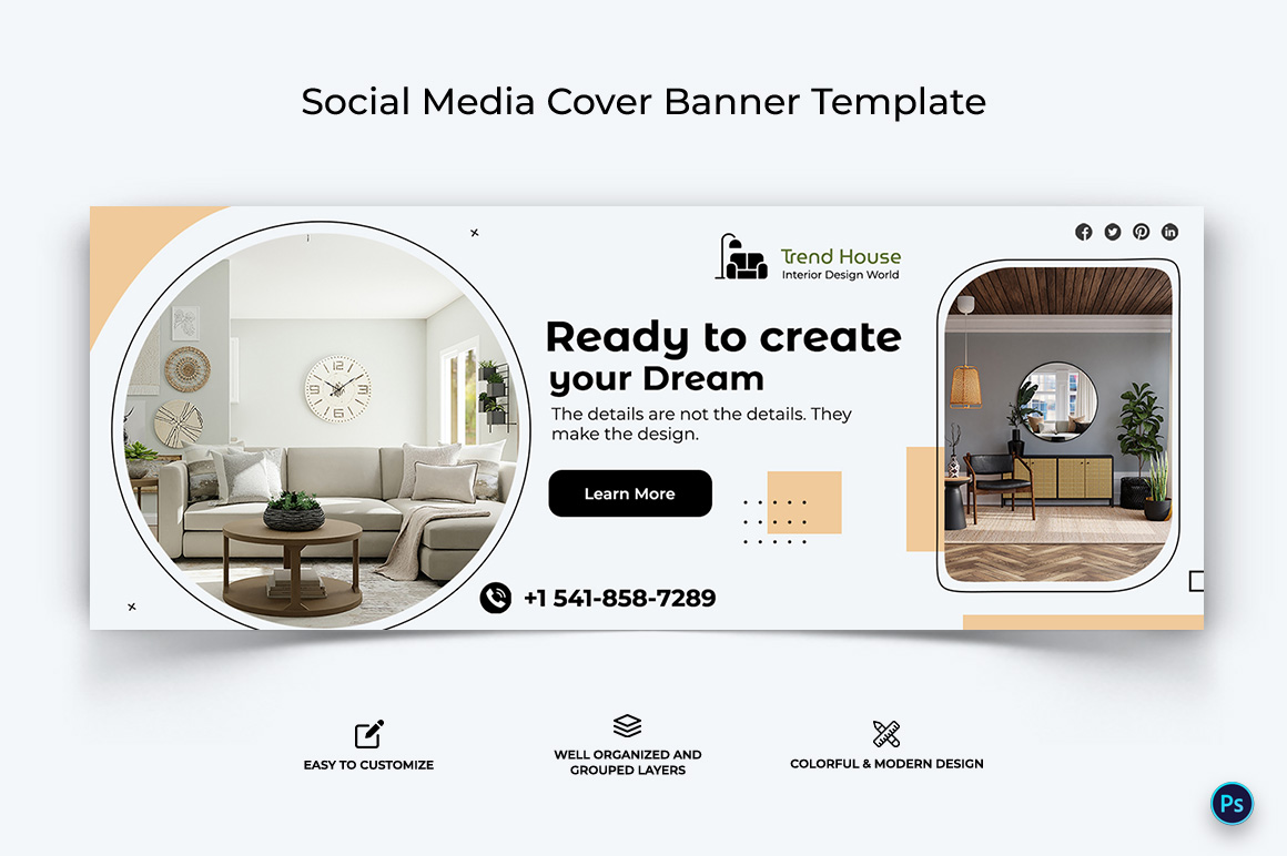 Interior Minimal Facebook Cover Banner Design Template-26