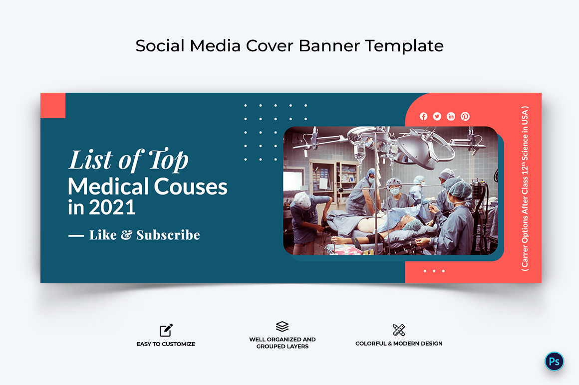 Medical and Hospital Facebook Cover Banner Design Template-01