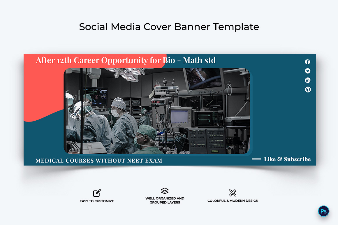 Medical and Hospital Facebook Cover Banner Design Template-02