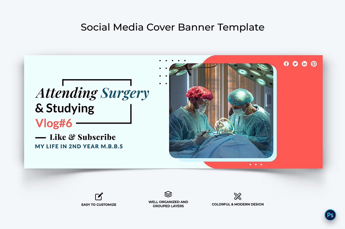 Medical and Hospital Facebook Cover Banner Design Template-03