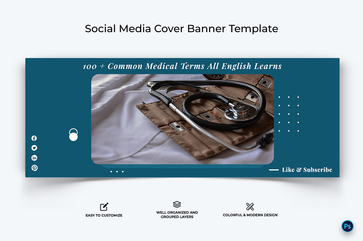 Medical and Hospital Facebook Cover Banner Design Template-04