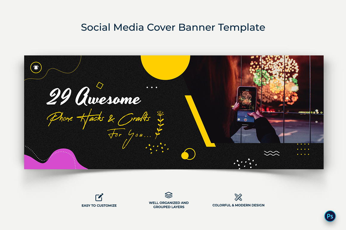 Mobile Tips Facebook Cover Banner Design Template-01