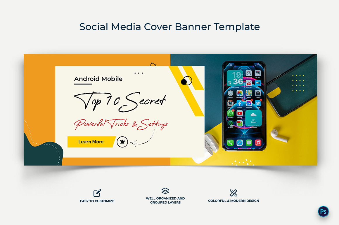 Mobile Tips Facebook Cover Banner Design Template-03