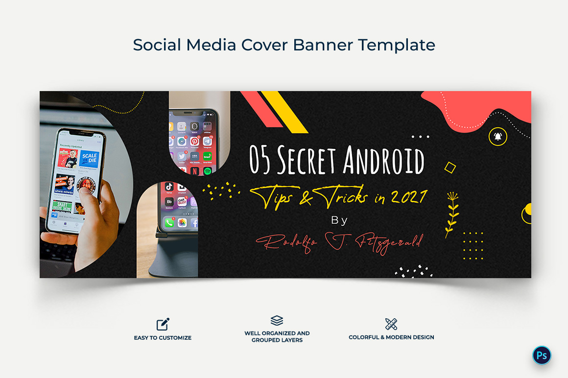 Mobile Tips Facebook Cover Banner Design Template-04