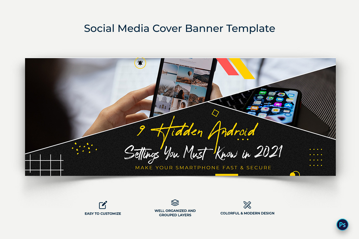 Mobile Tips Facebook Cover Banner Design Template-06