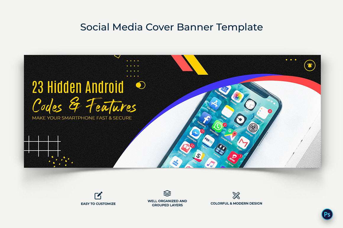 Mobile Tips Facebook Cover Banner Design Template-07