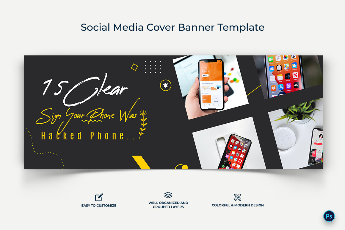 Mobile Tips Facebook Cover Banner Design Template-09