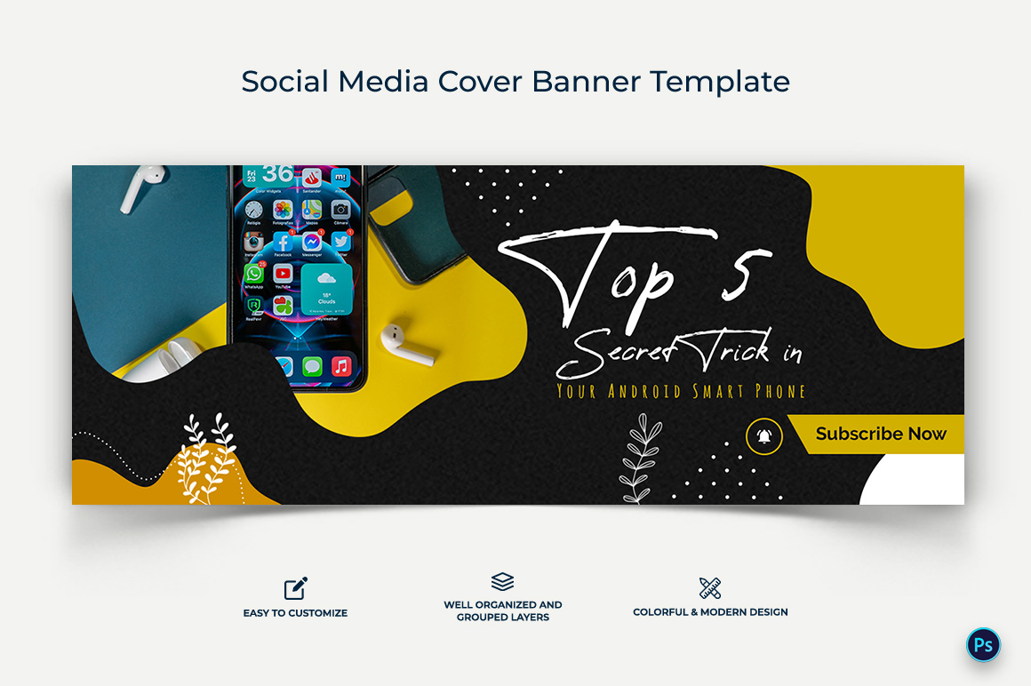 Mobile Tips Facebook Cover Banner Design Template-11