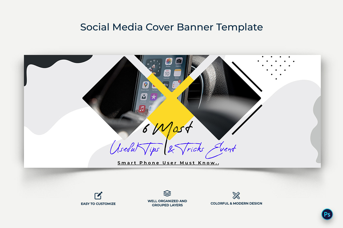 Mobile Tips Facebook Cover Banner Design Template-12