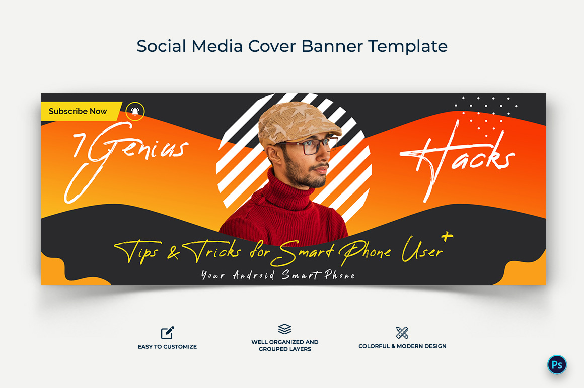 Mobile Tips Facebook Cover Banner Design Template-13