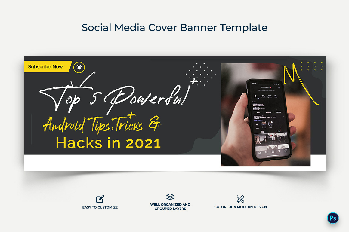 Mobile Tips Facebook Cover Banner Design Template-15