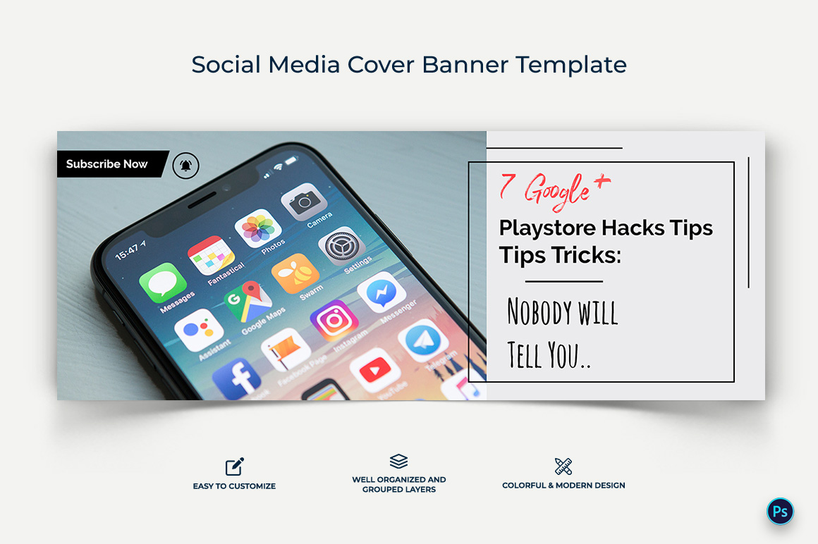 Mobile Tips Facebook Cover Banner Design Template-16