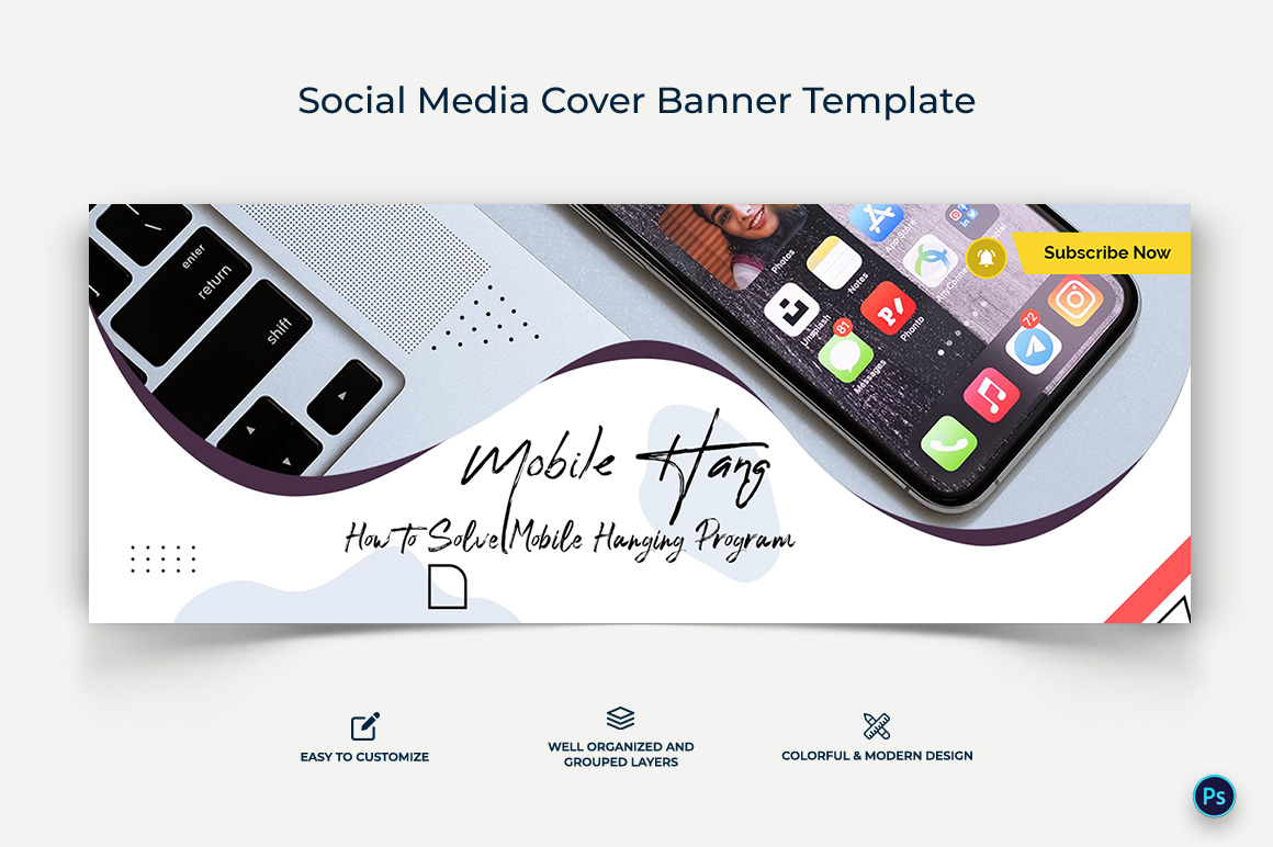 Mobile Tips Facebook Cover Banner Design Template-18