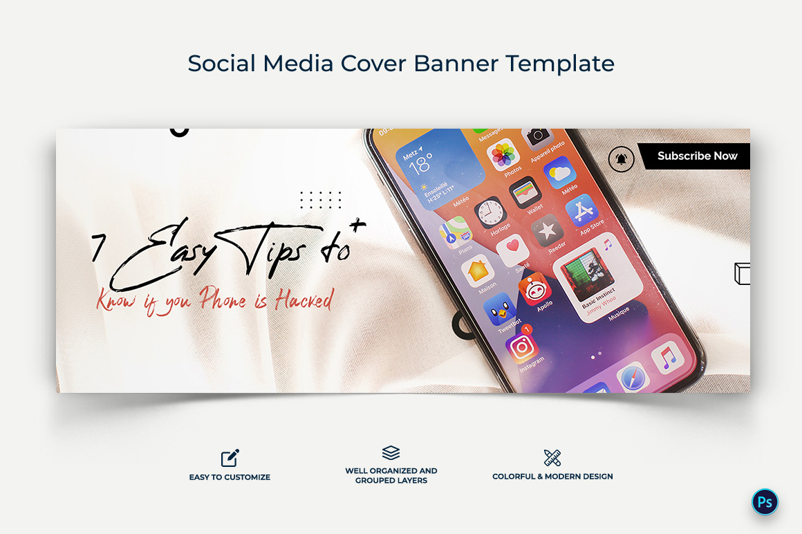 Mobile Tips Facebook Cover Banner Design Template-19