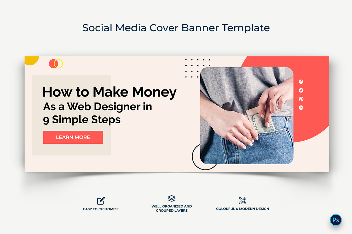 Online Money Earnings Facebook Cover Banner Design Template-05