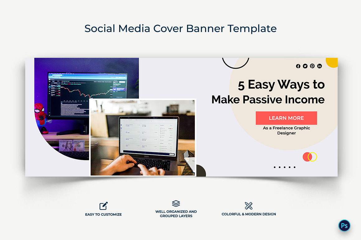 Online Money Earnings Facebook Cover Banner Design Template-06