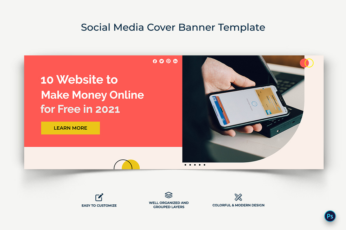 Online Money Earnings Facebook Cover Banner Design Template-07