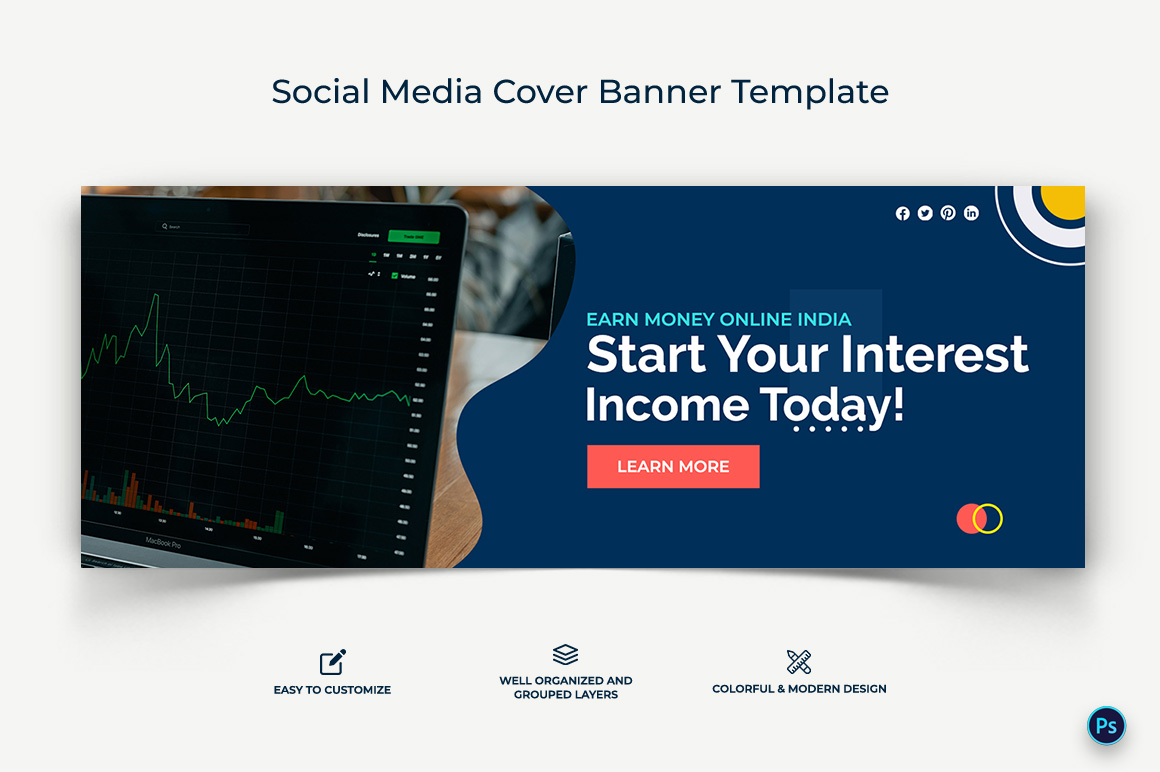 Online Money Earnings Facebook Cover Banner Design Template-08