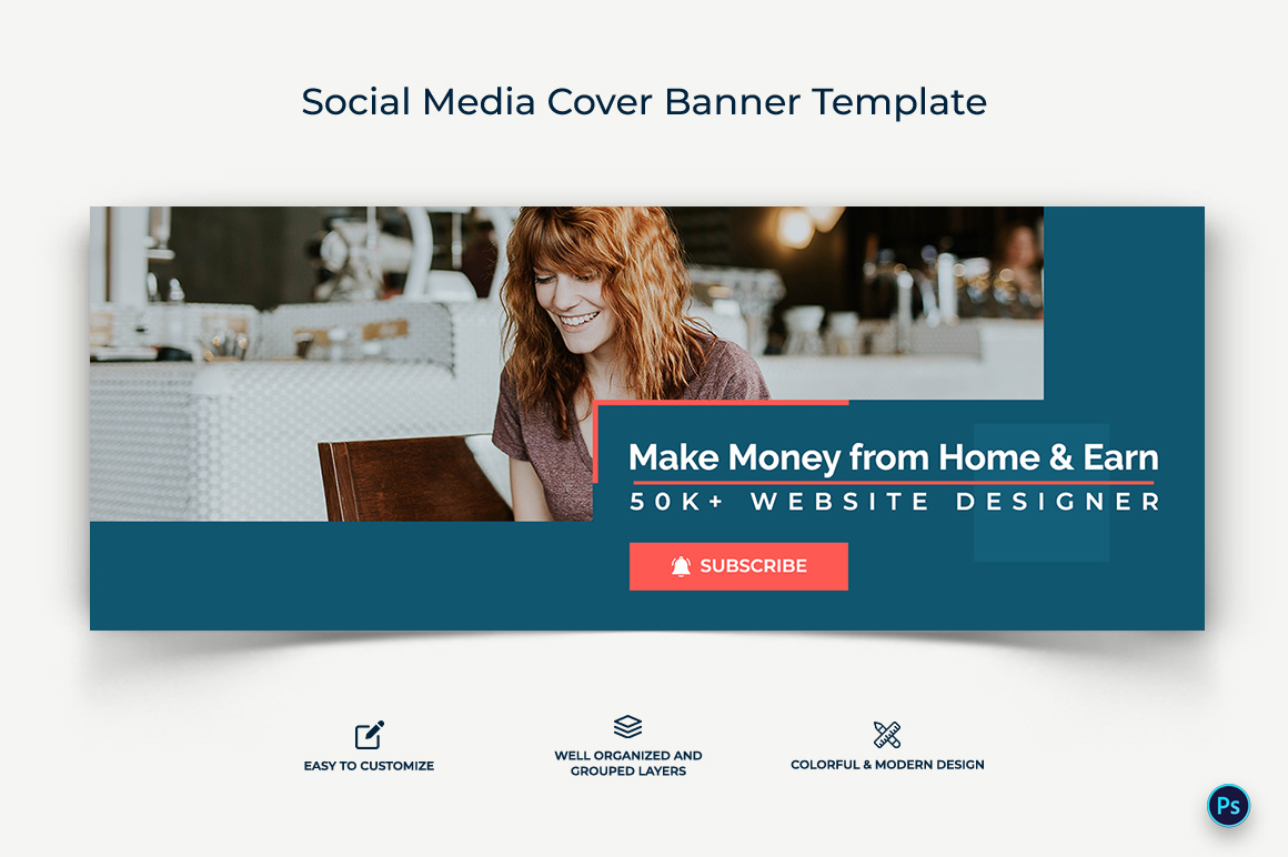 Online Money Earnings Facebook Cover Banner Design Template-10