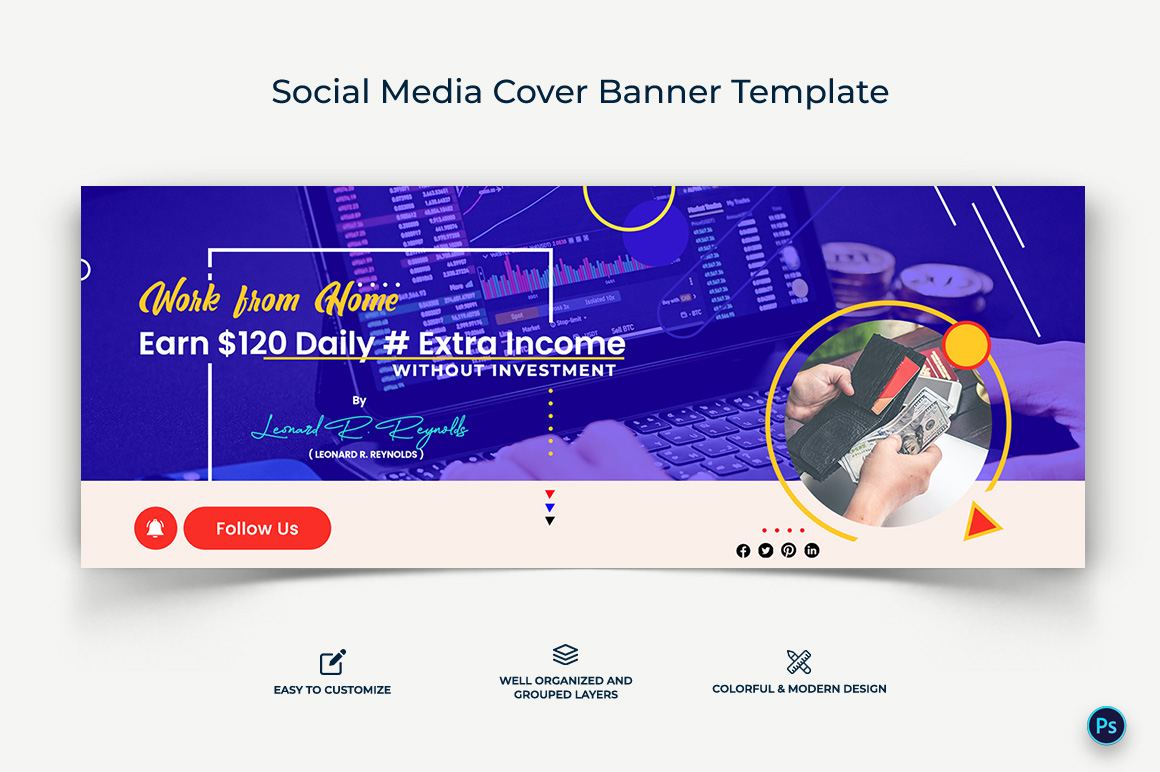 Online Money Earnings Facebook Cover Banner Design Template-11