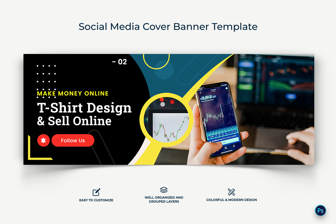 Online Money Earnings Facebook Cover Banner Design Template-12