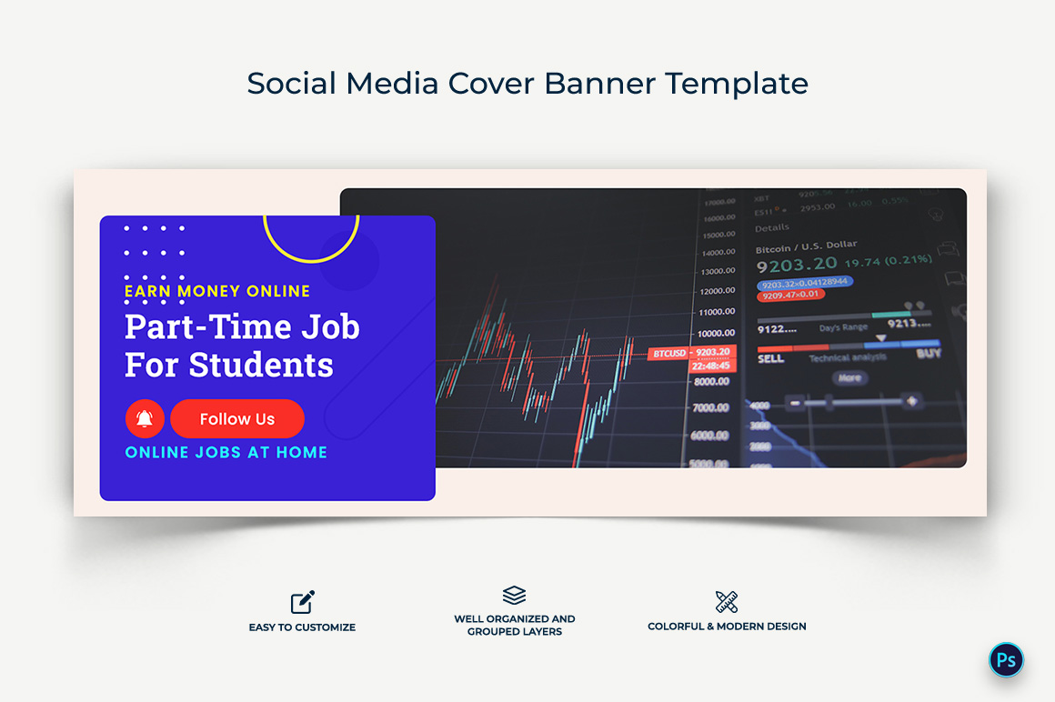 Online Money Earnings Facebook Cover Banner Design Template-14