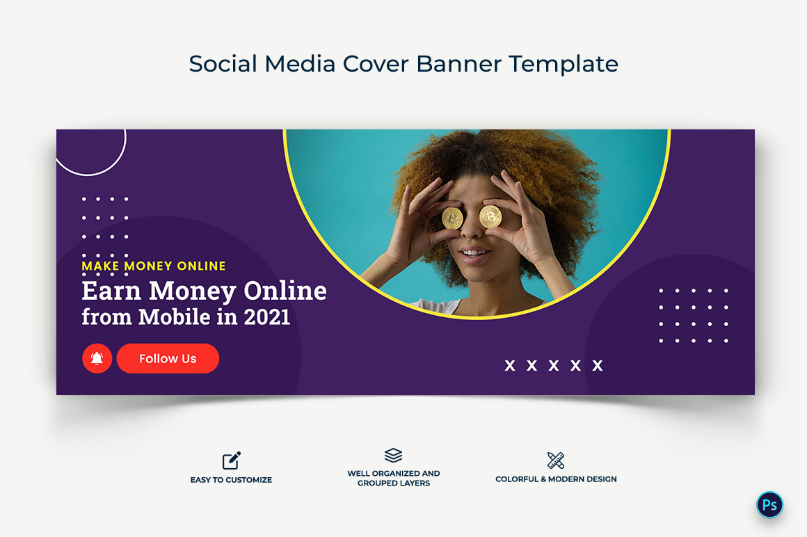 Online Money Earnings Facebook Cover Banner Design Template-15