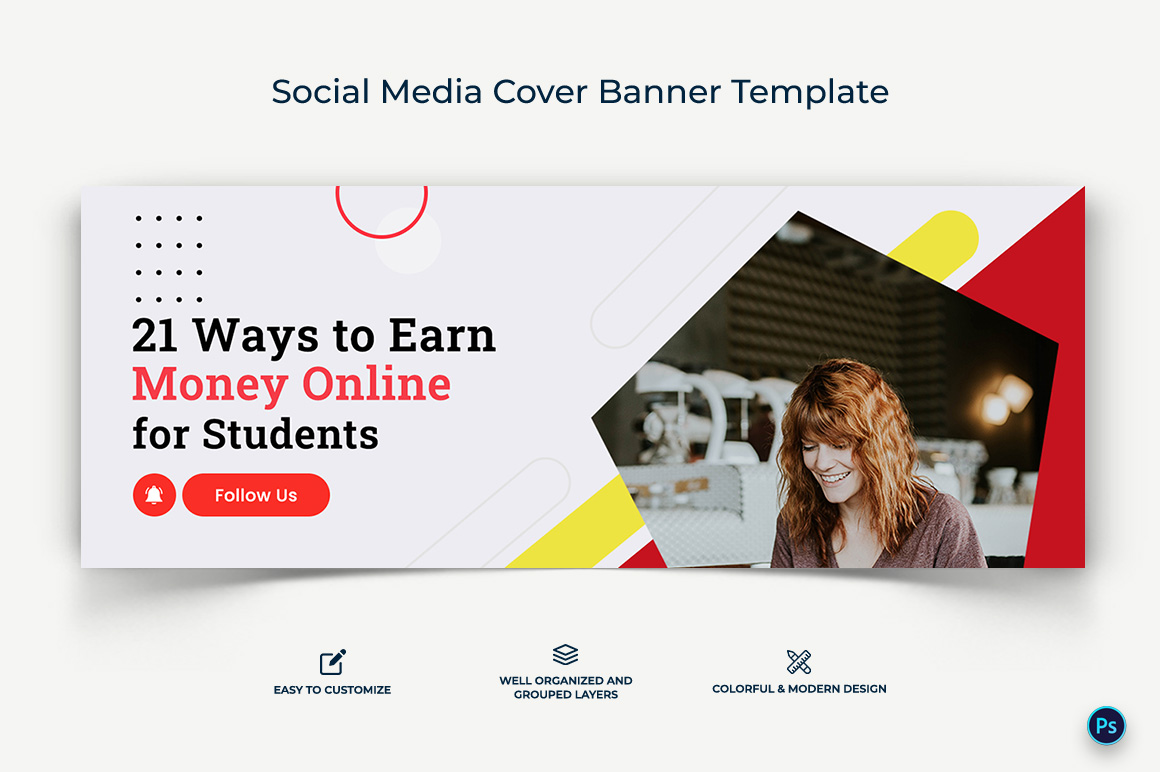 Online Money Earnings Facebook Cover Banner Design Template-16