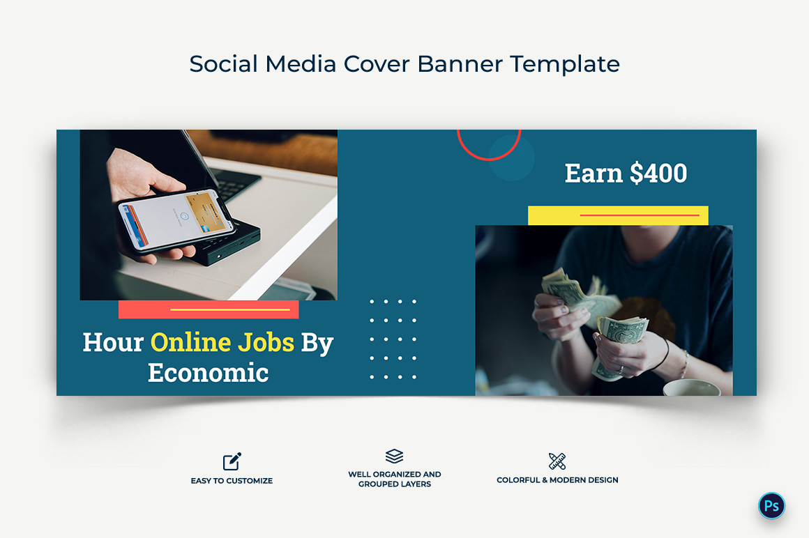 Online Money Earnings Facebook Cover Banner Design Template-17