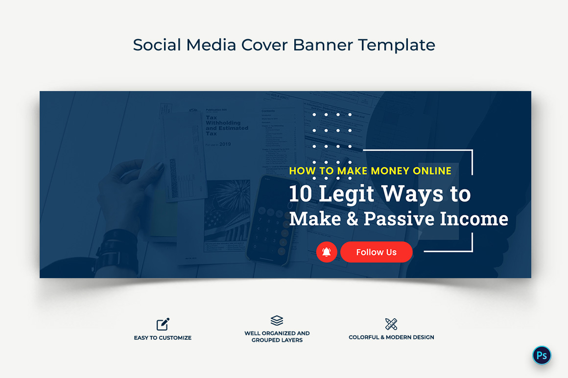 Online Money Earnings Facebook Cover Banner Design Template-18