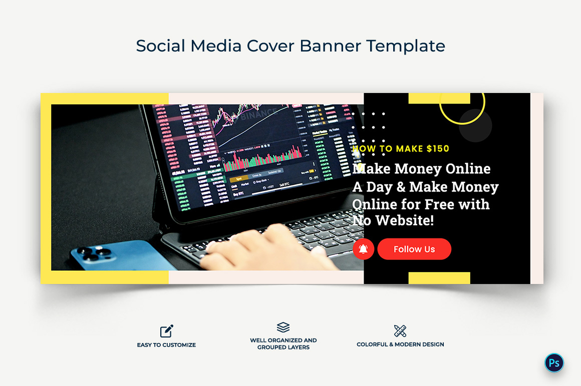 Online Money Earnings Facebook Cover Banner Design Template-20