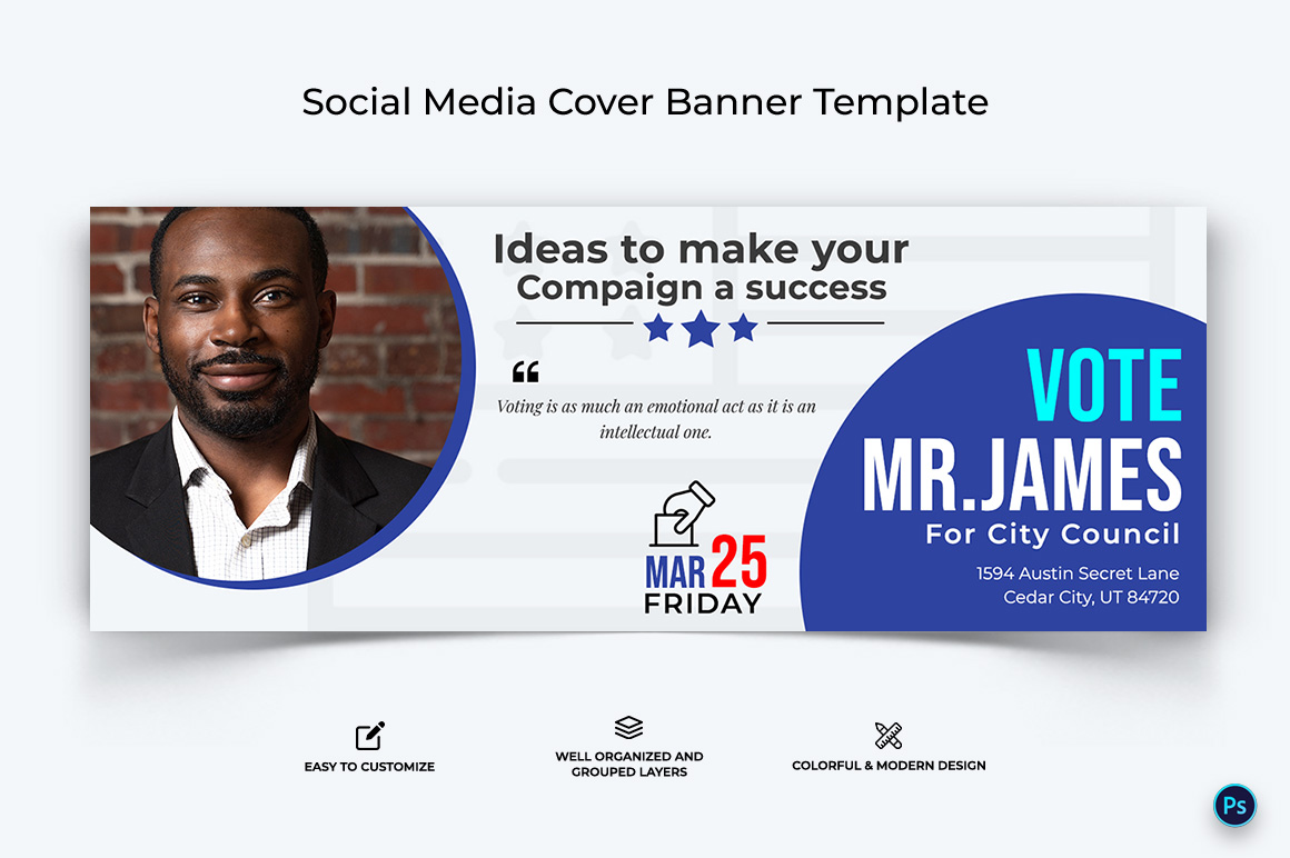 Political Campaign Facebook Cover Banner Design Template-01