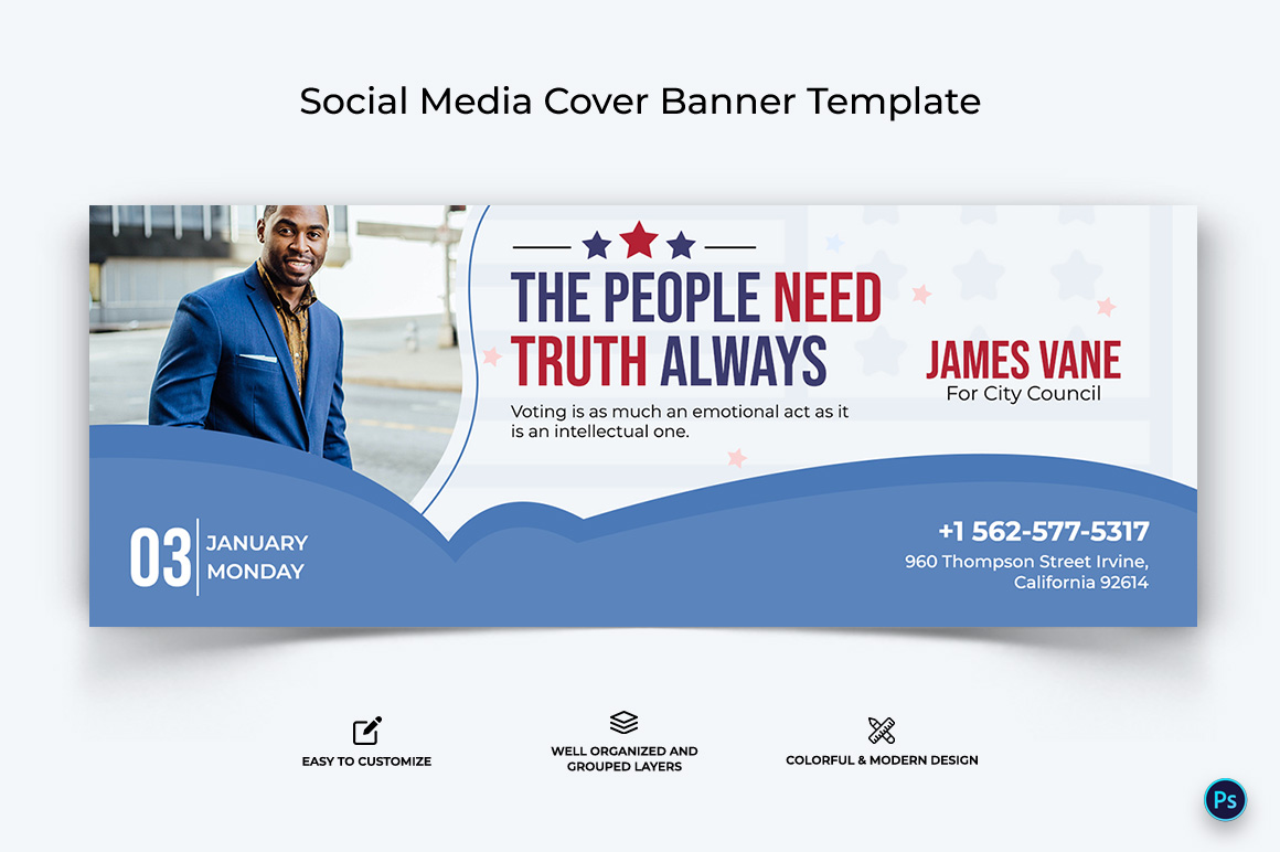 Political Campaign Facebook Cover Banner Design Template-07