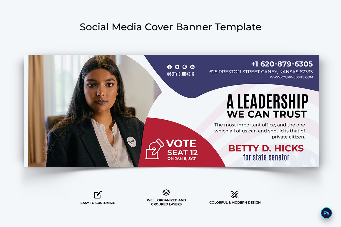 Political Campaign Facebook Cover Banner Design Template-08