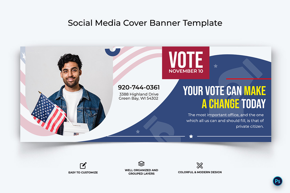 Political Campaign Facebook Cover Banner Design Template-10