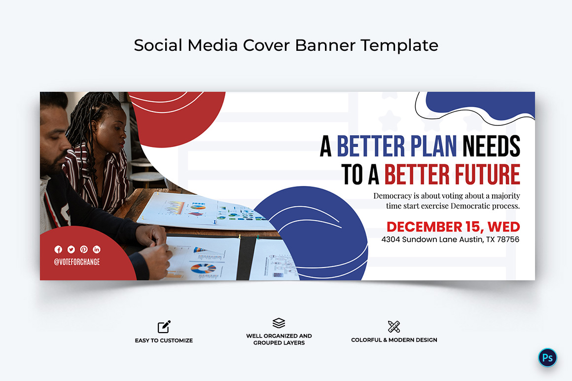 Political Campaign Facebook Cover Banner Design Template-11