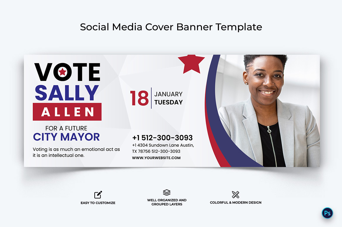 Political Campaign Facebook Cover Banner Design Template-12